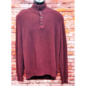 G.H. Bass & Company 1/4 Button Red Wine Colored Henley